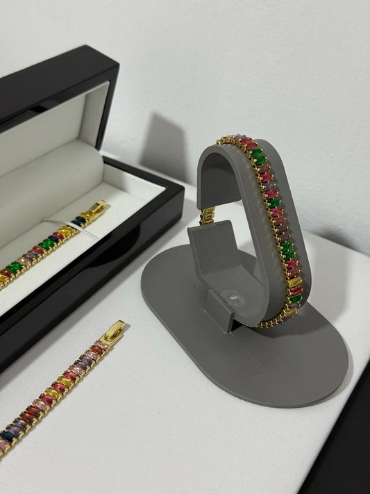 Pulso Tennis Con Zirconia (Oro laminado 14k) RAINBOW